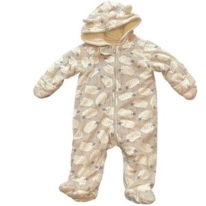 Carter’s 6M Snowsuit Gray w/ Lamb Print, Hood w/ Ears